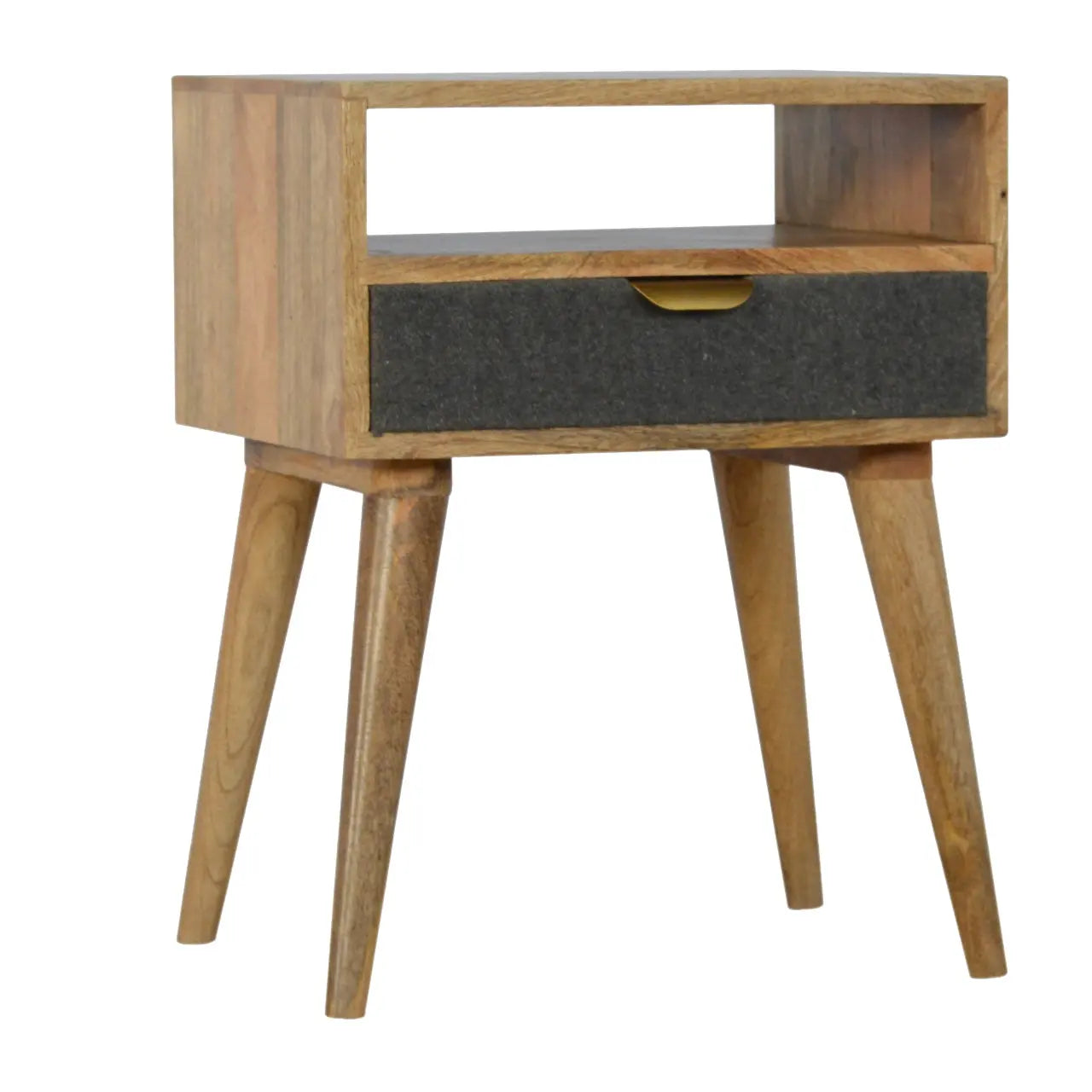 Grey Tweed Bedside with Open Slot - Living with Luxury