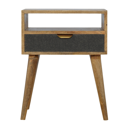 Grey Tweed Bedside with Open Slot - Living with Luxury