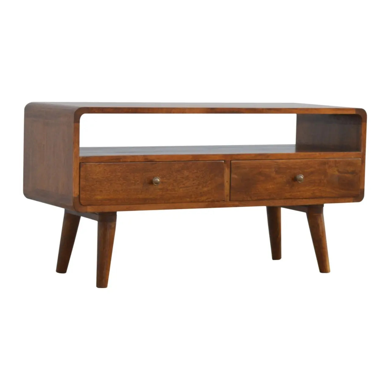 Curved Chestnut Media Unit - Living with Luxury