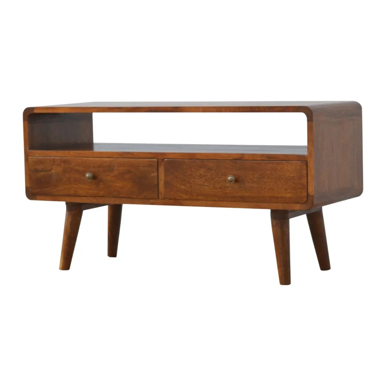 Curved Chestnut Media Unit - Living with Luxury