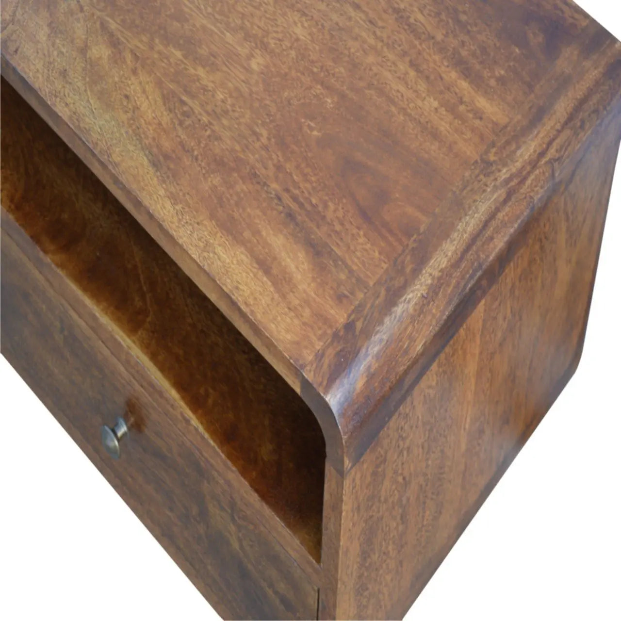 Curved Chestnut Media Unit - Living with Luxury