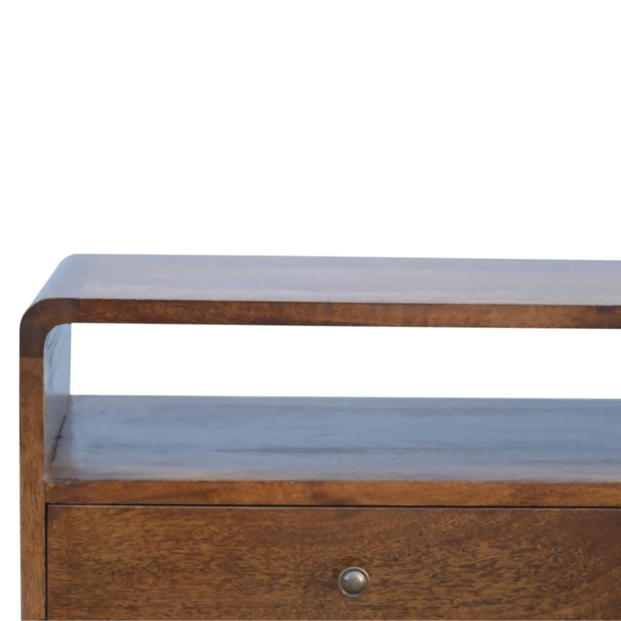 Curved Chestnut Media Unit - Living with Luxury