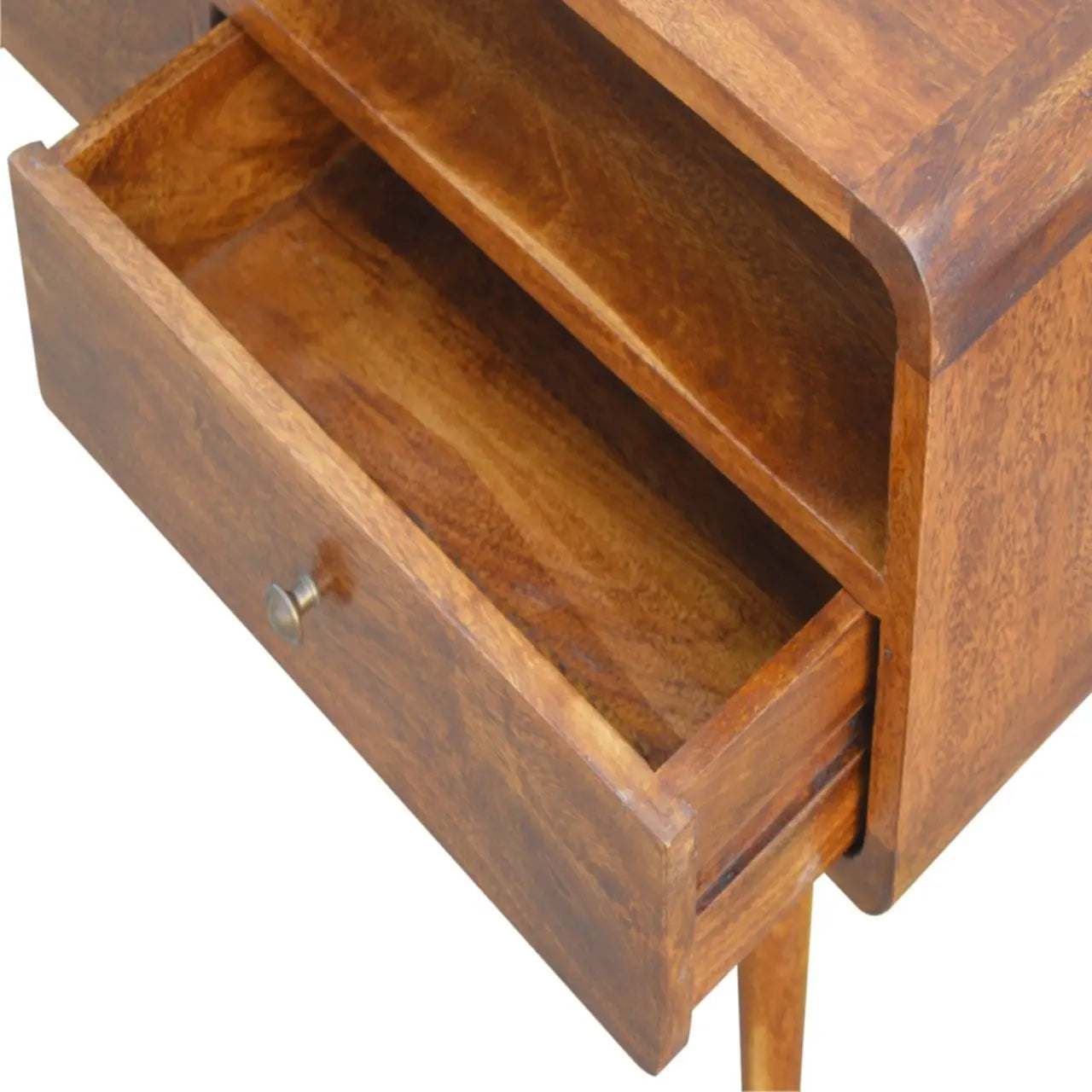 Curved Chestnut Media Unit - Living with Luxury