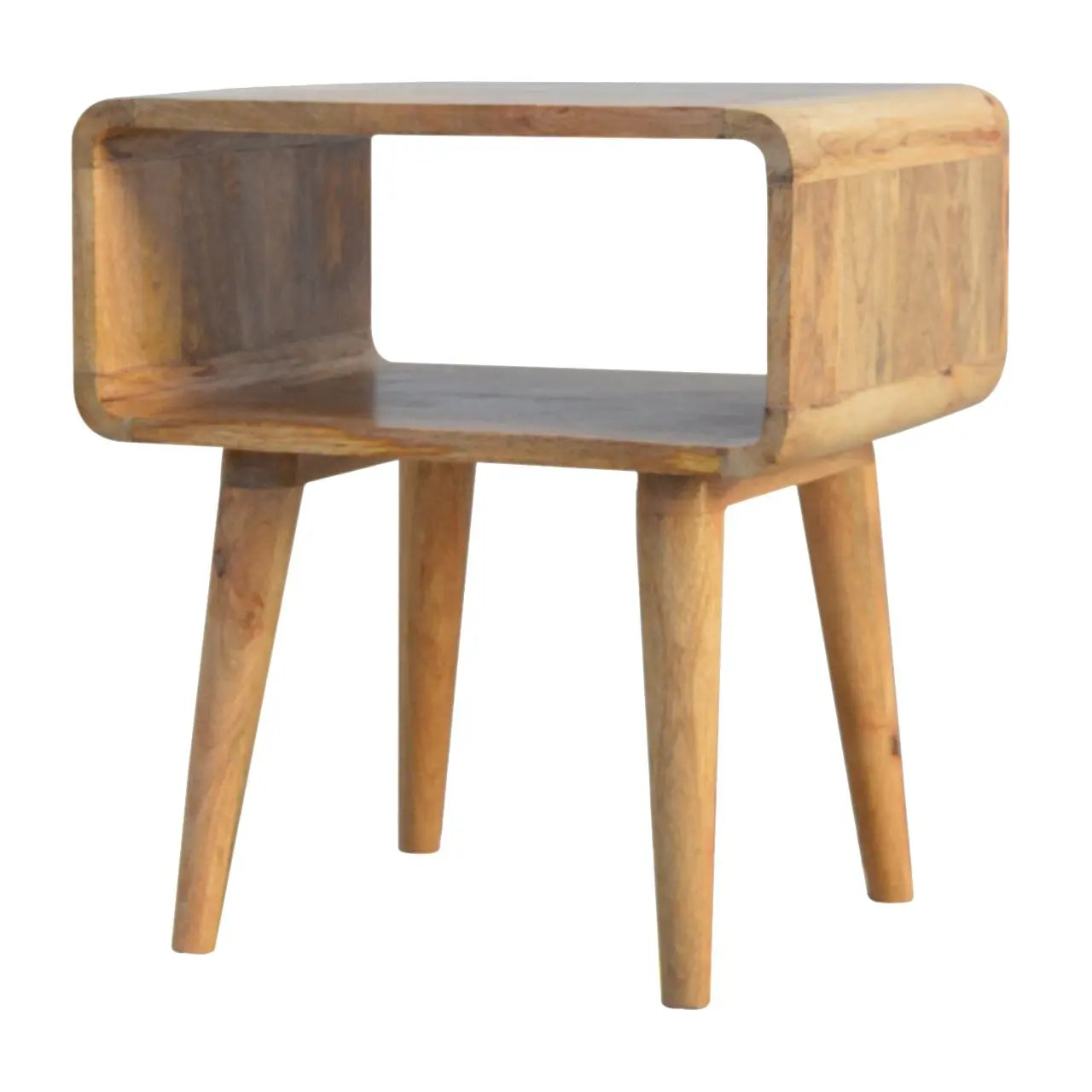 Curved Open Bedside with Solid Mango Wood Finish