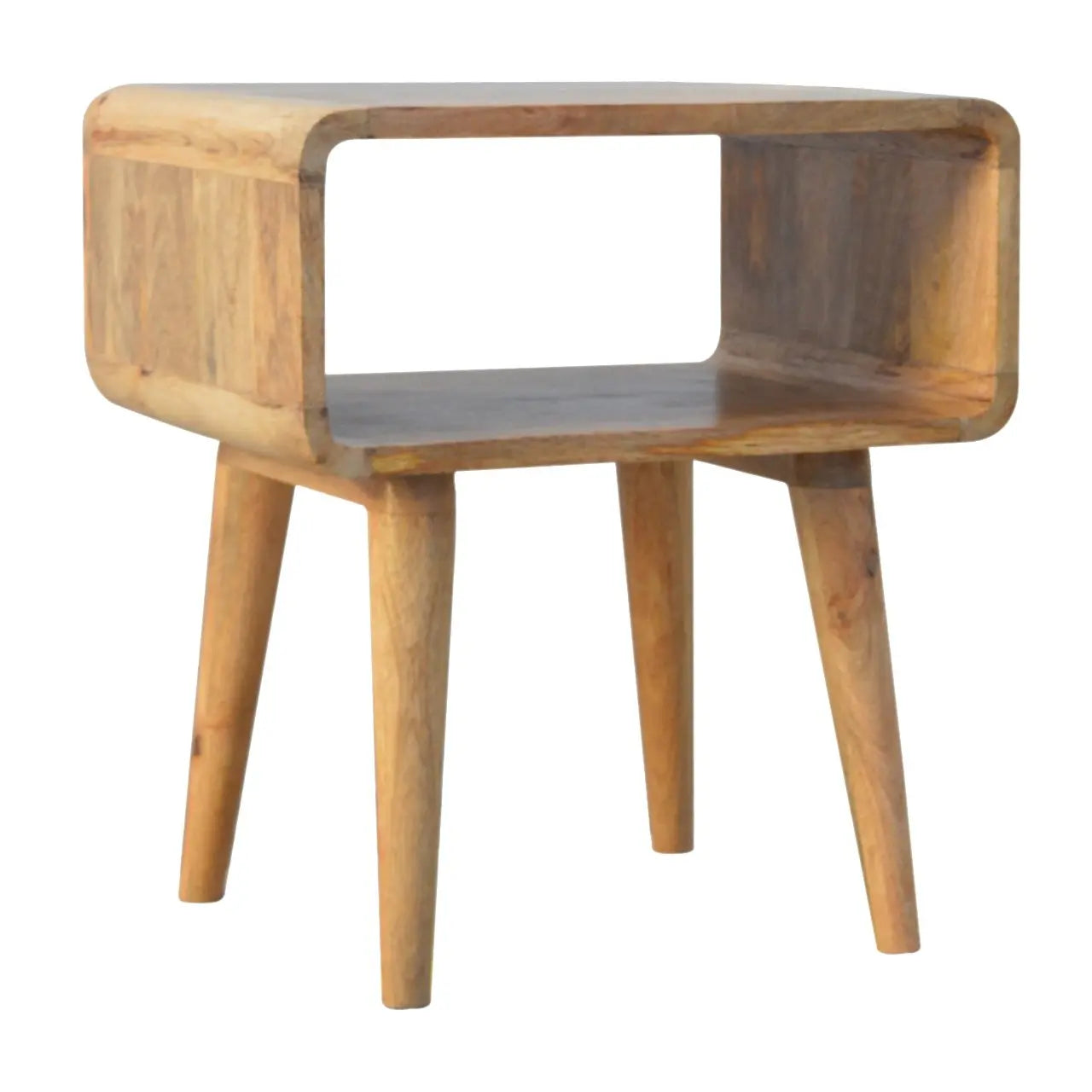 Curved Open Bedside with Solid Mango Wood Finish