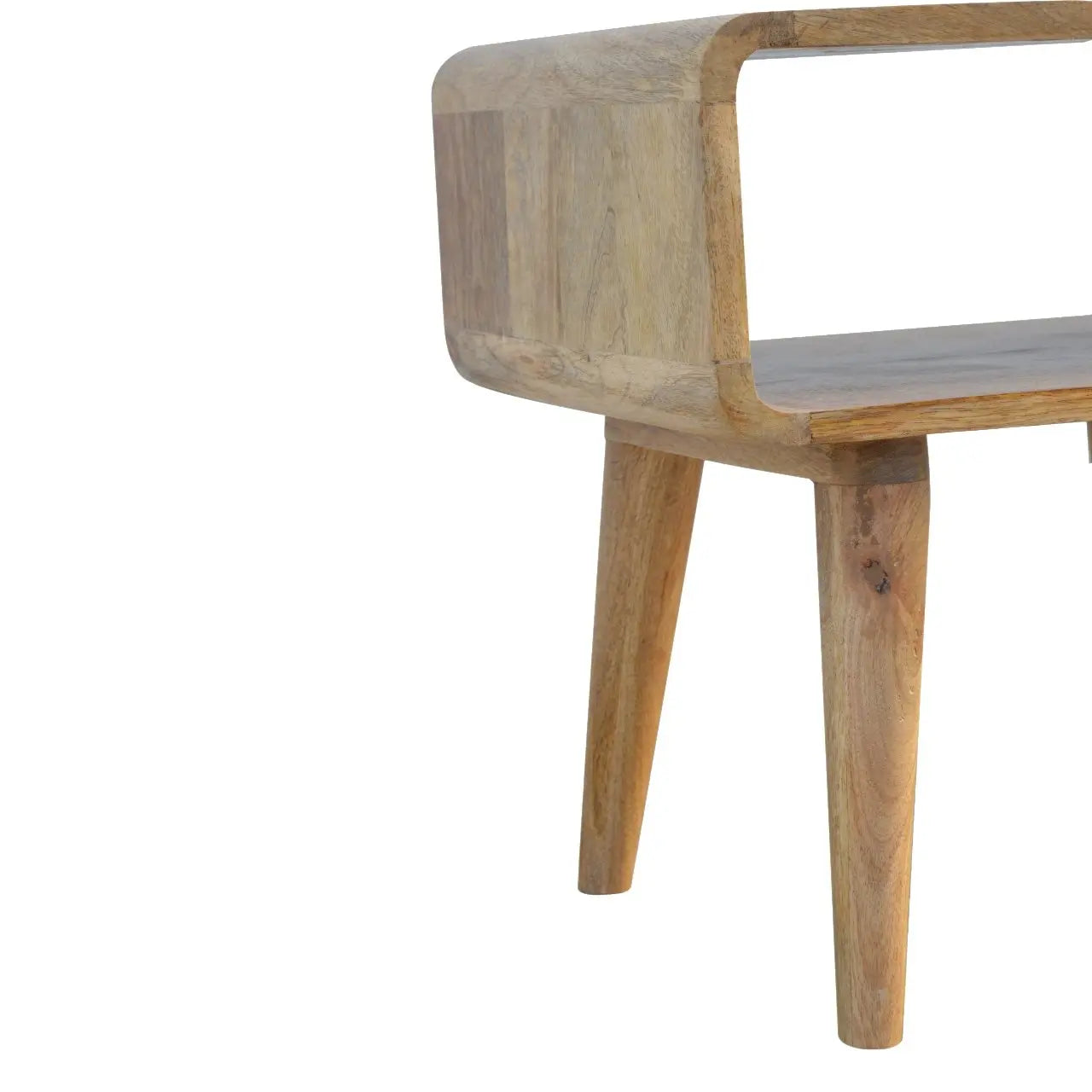 Curved Open Bedside Table in Modern Bedroom Décor