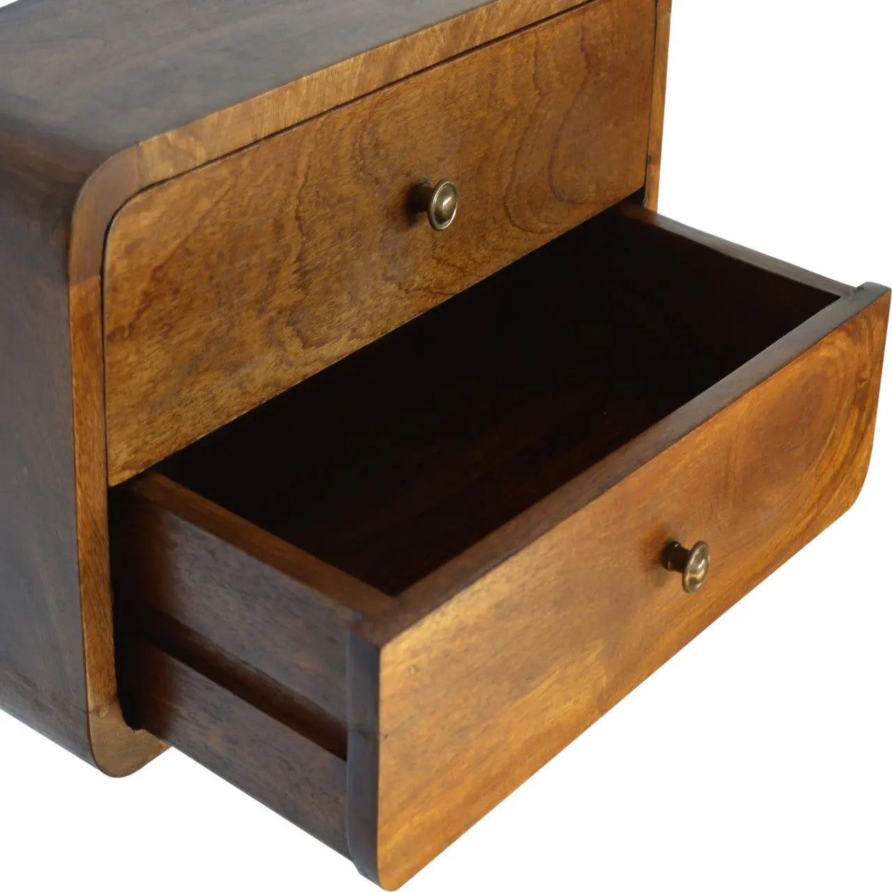 Floating Curved Chestnut Bedside - Living with Luxury