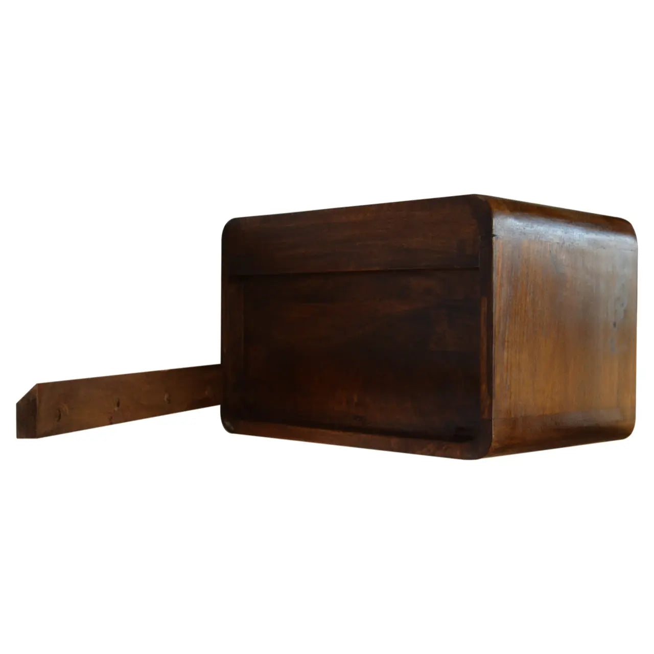 Chestnut Curve Floating Bedside Table in a Modern Bedroom Setup
