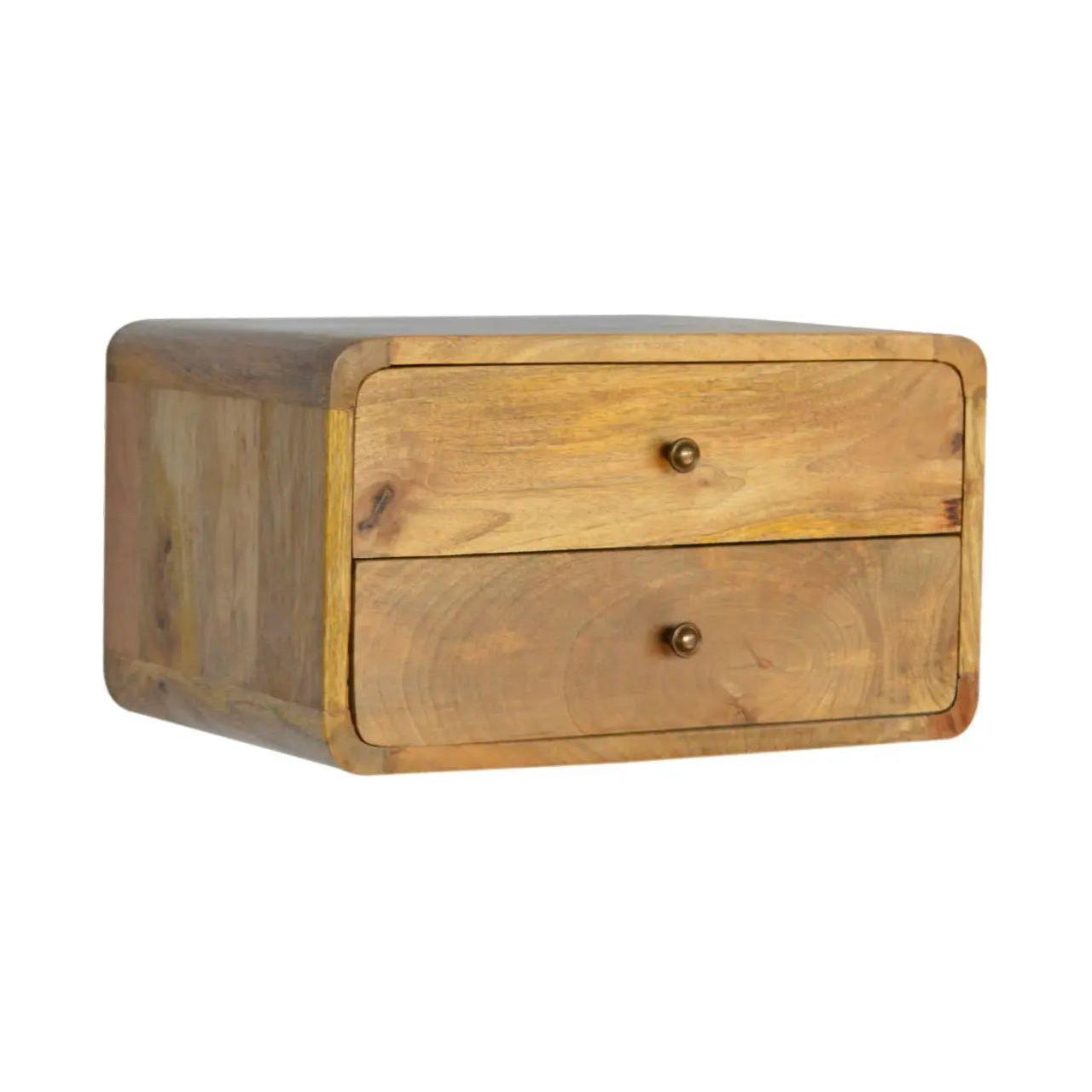 Oak-ish 2 Drawer Floating Bedside - Living with Luxury