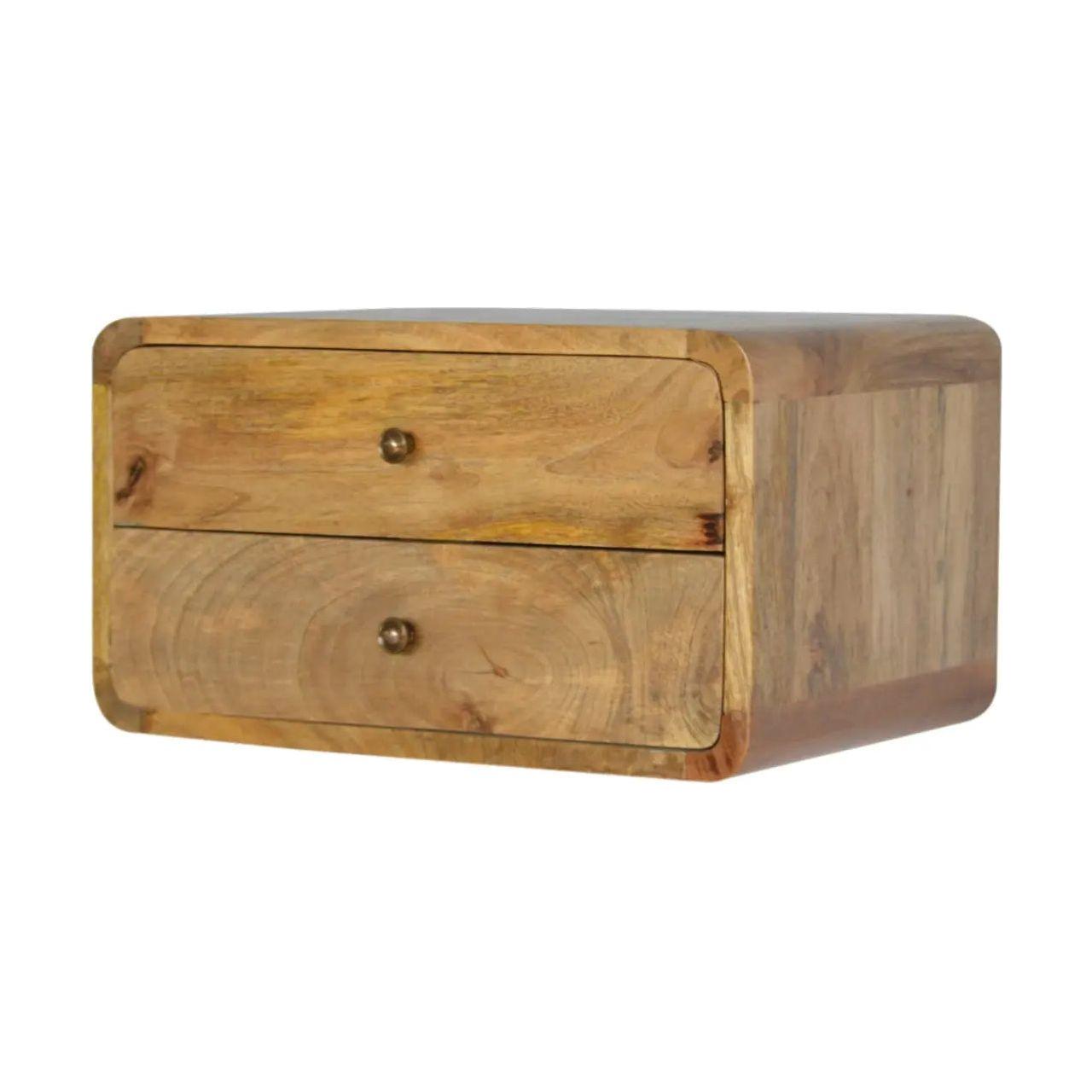 Oak-ish 2 Drawer Floating Bedside - Living with Luxury