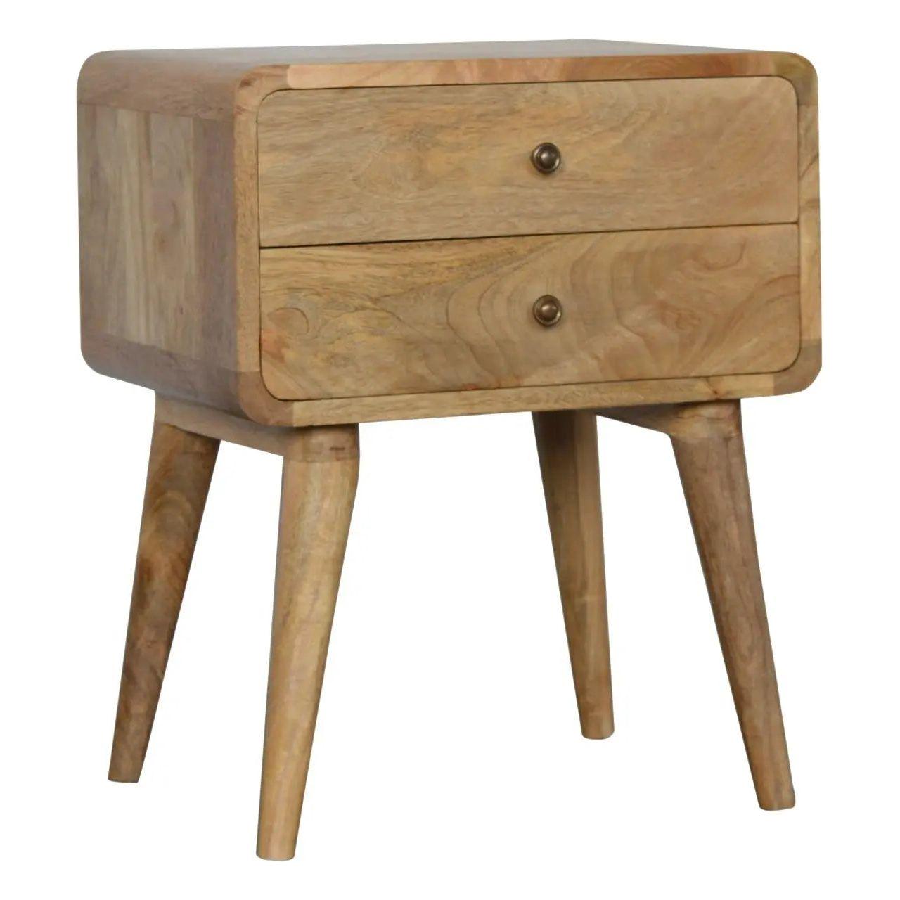 Curved Oak-ish Bedside - Living with Luxury