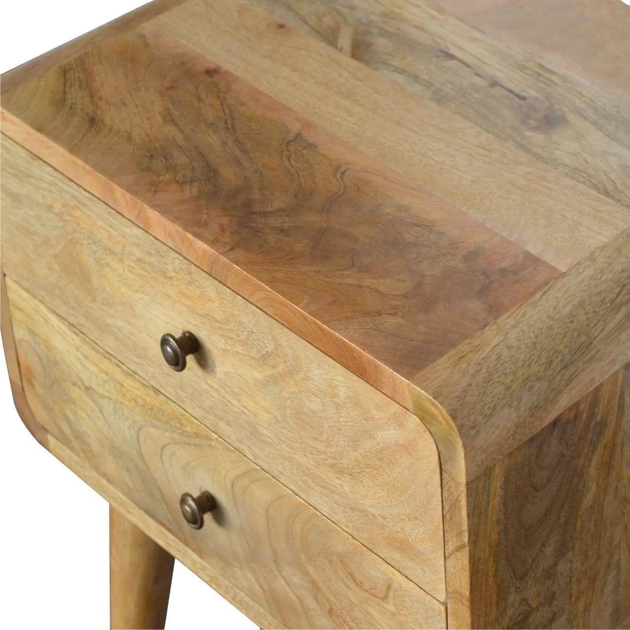Curved Oak-ish Bedside - Living with Luxury