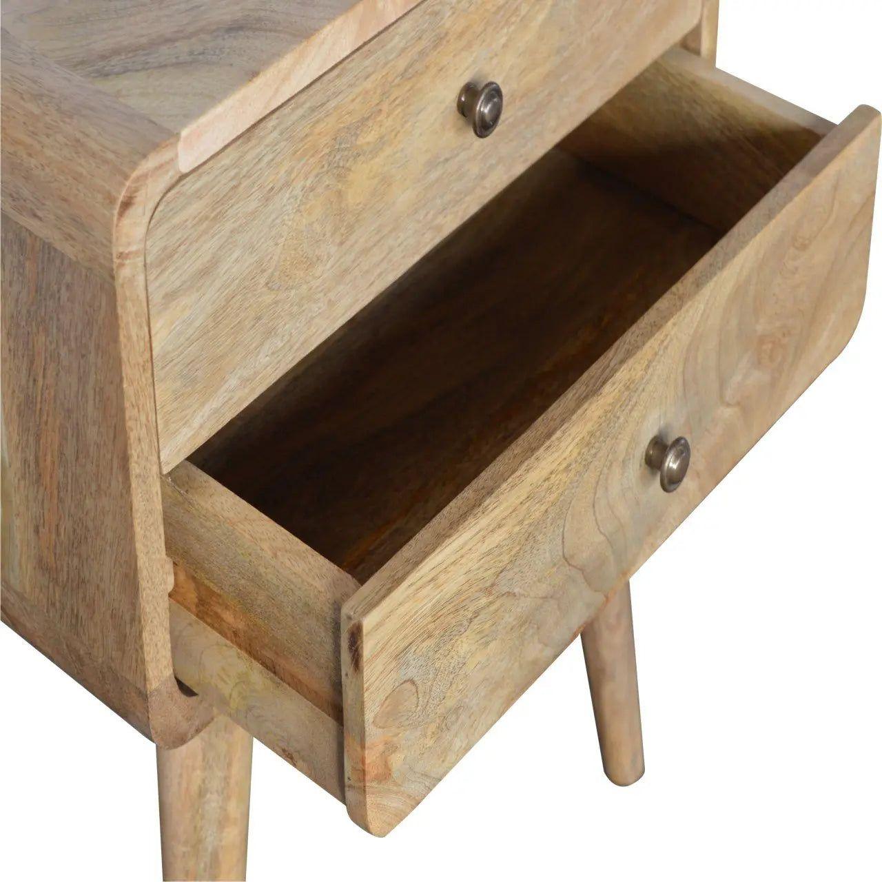 Curved Oak-ish Bedside - Living with Luxury