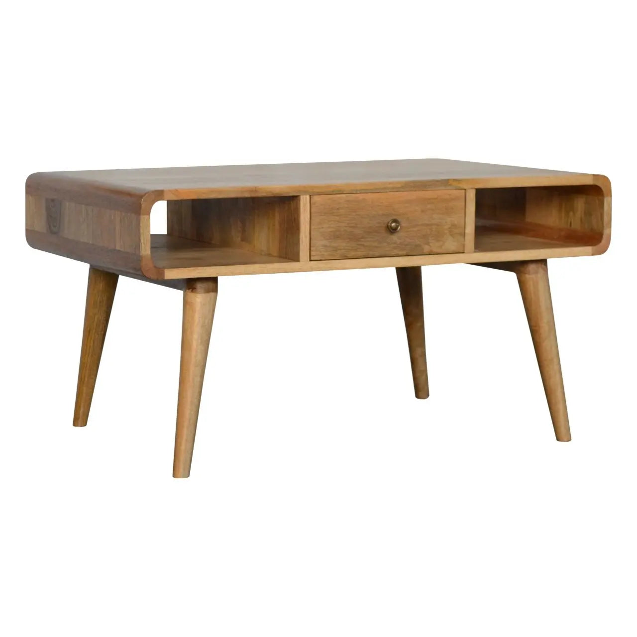 Curved Oak-ish Coffee Table - Living with Luxury