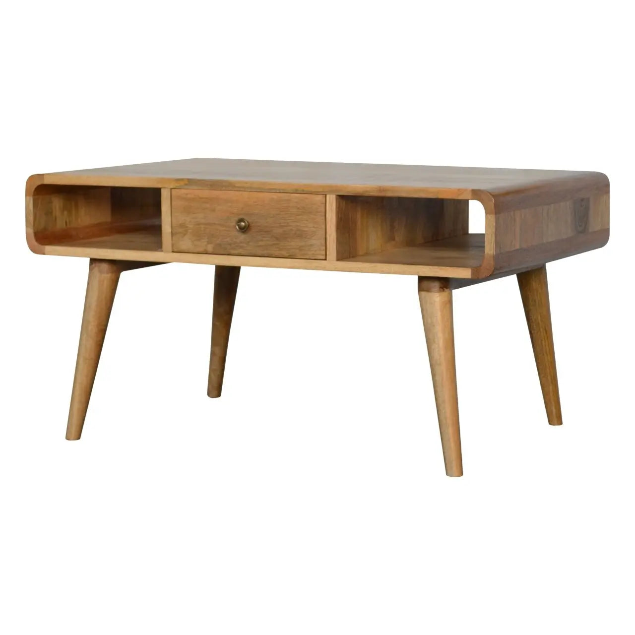 Curved Oak-ish Coffee Table - Living with Luxury