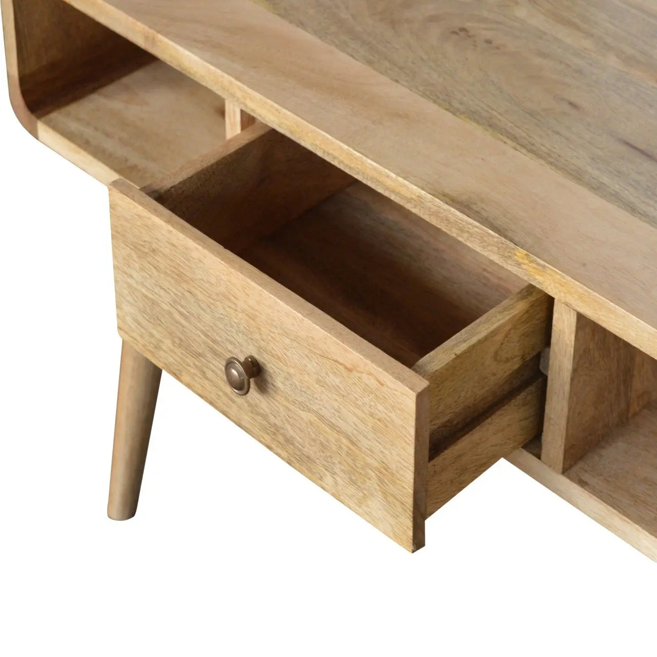 Curved Oak-ish Coffee Table - Living with Luxury