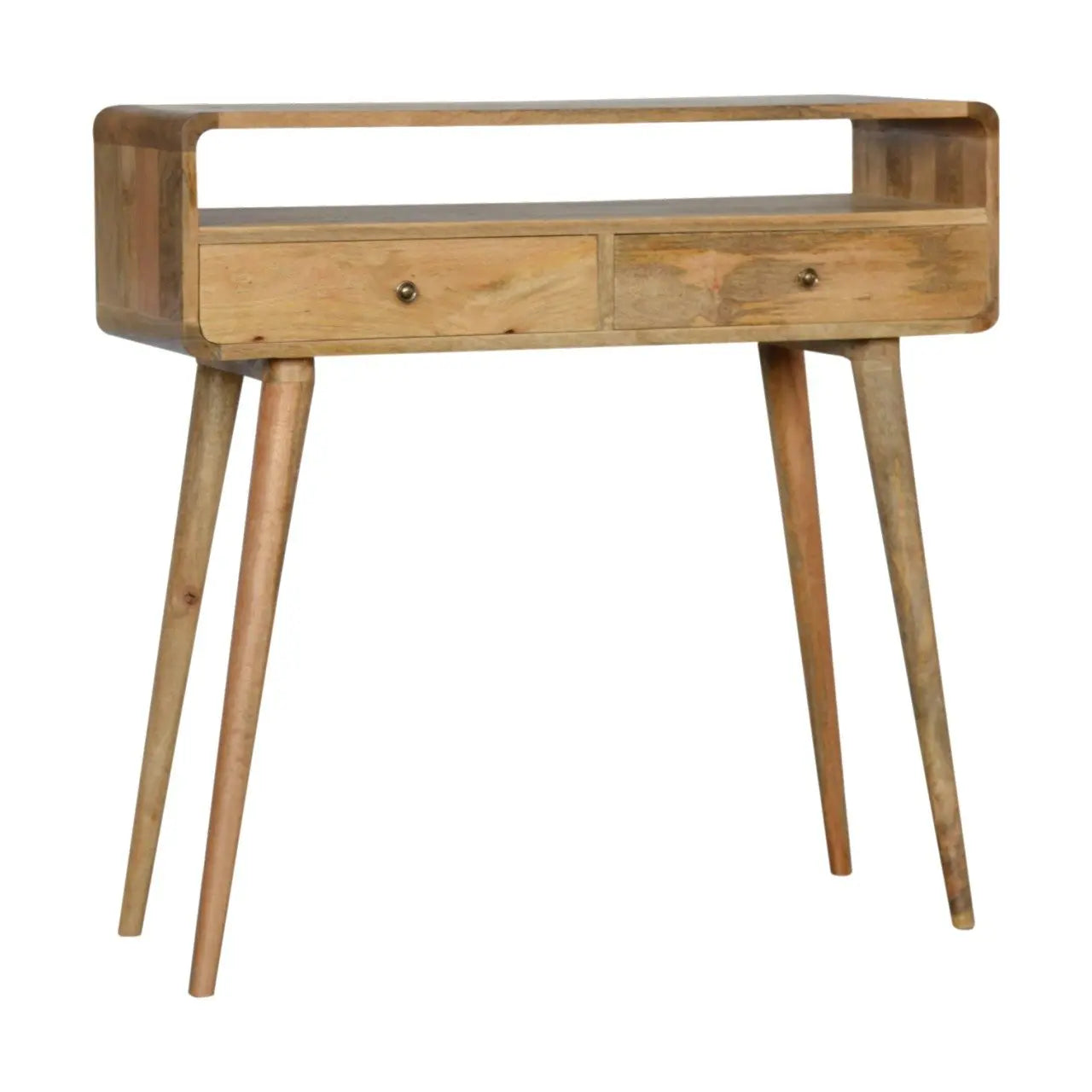 Curved Oak-ish Console Table - Living with Luxury