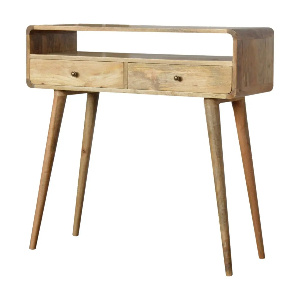 Curved Oak-ish Console Table - Living with Luxury