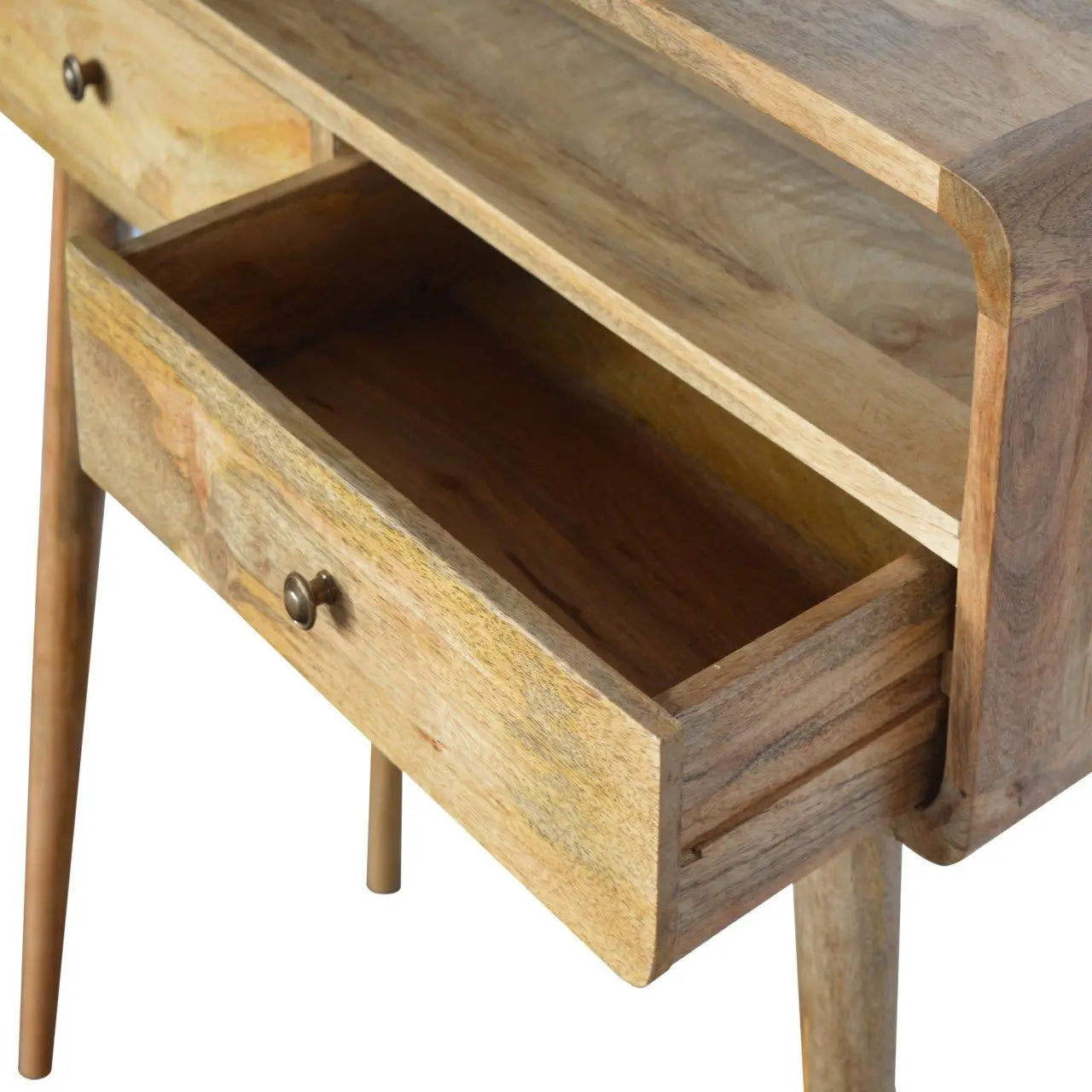 Curved Oak-ish Console Table - Living with Luxury