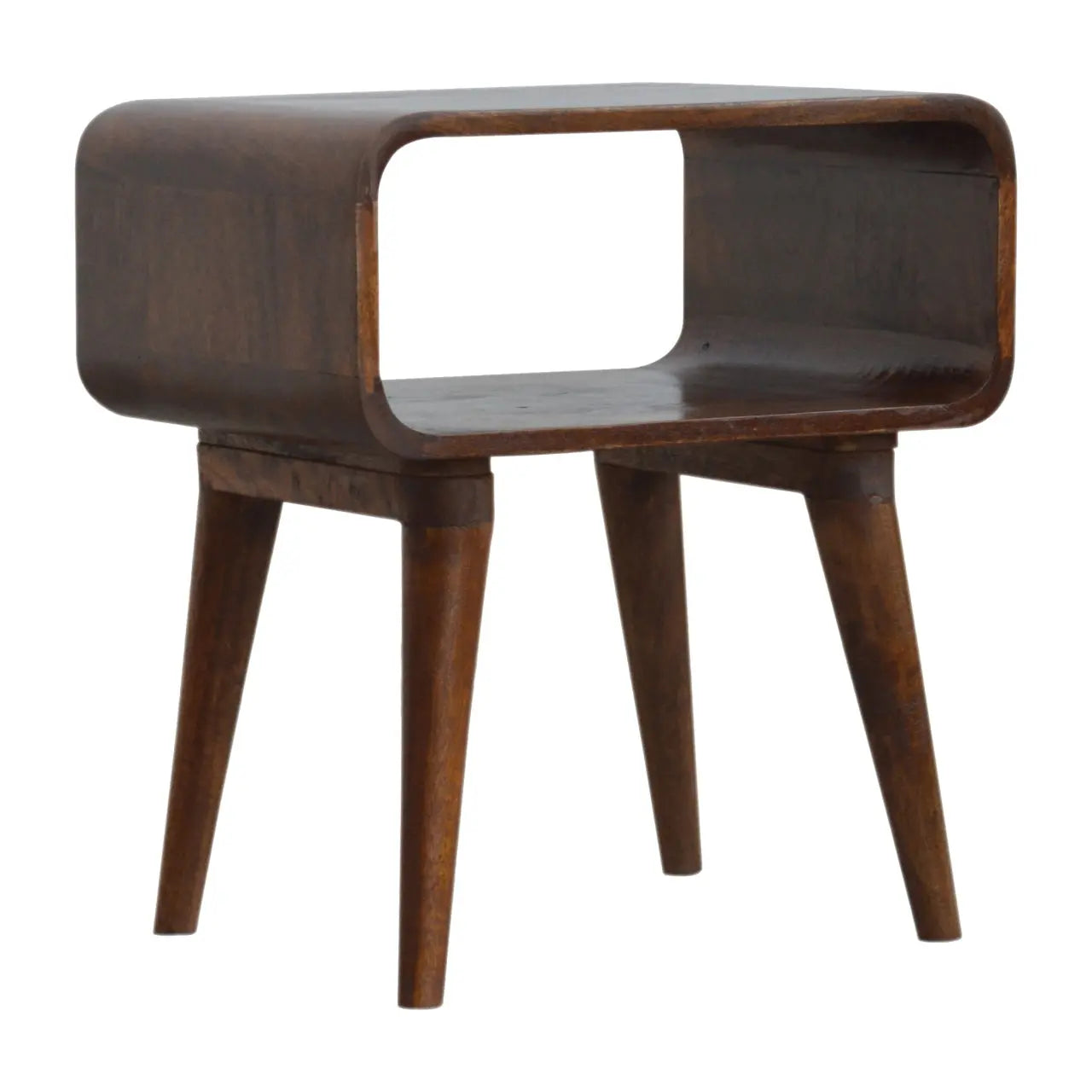 Curved Design of Chestnut Bedside Table