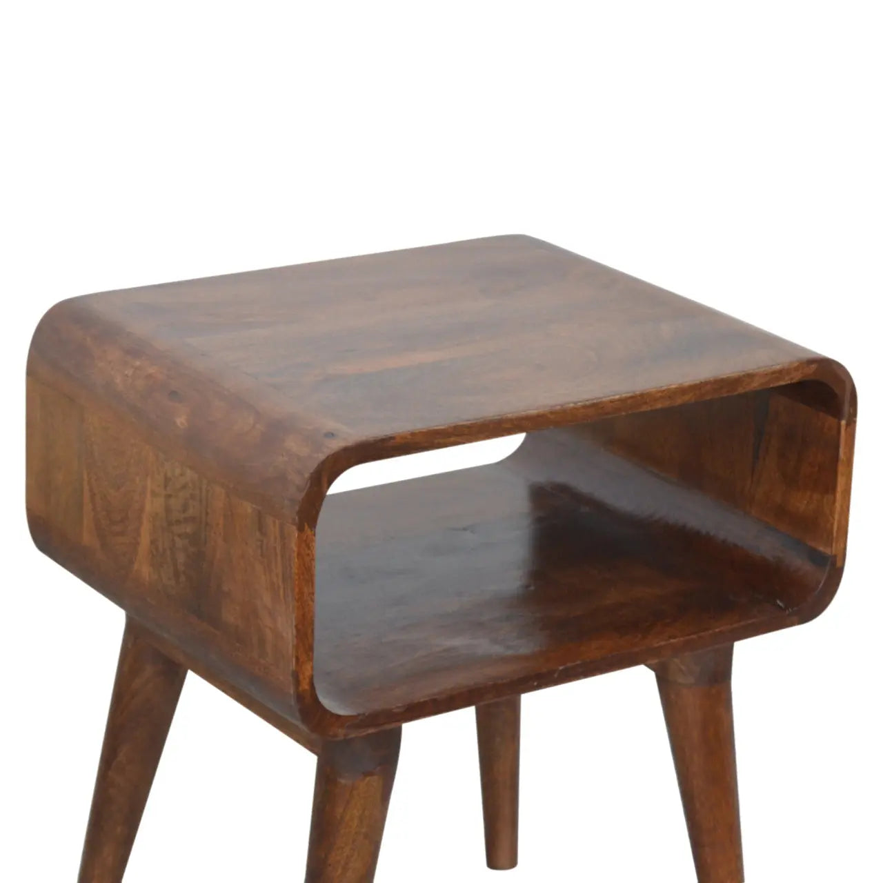 Chestnut Bedside Table with Open Shelf for Storage