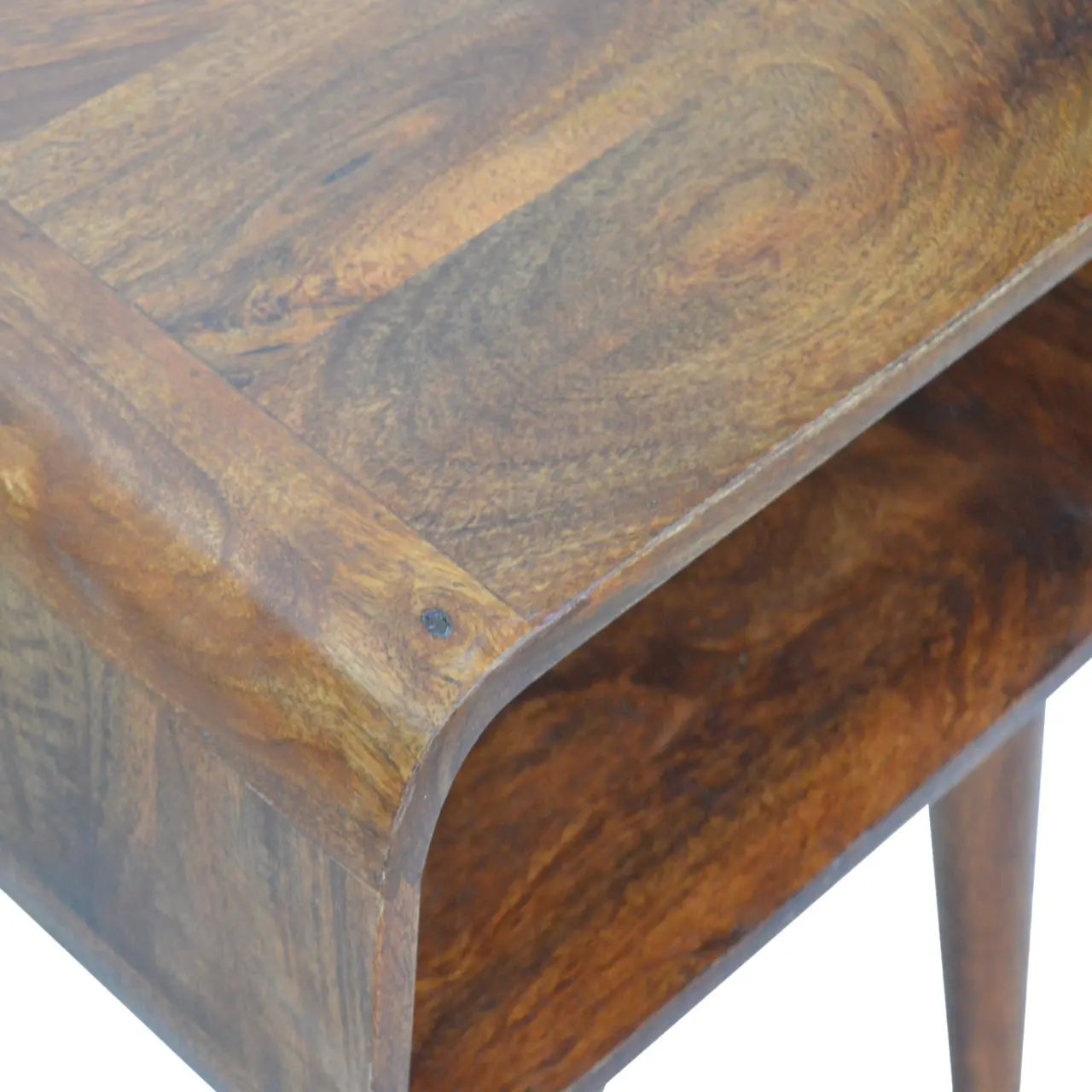 Curved Open Chestnut Bedside - Living with Luxury