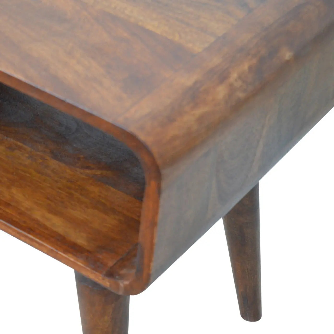 Curved Open Chestnut Bedside - Living with Luxury