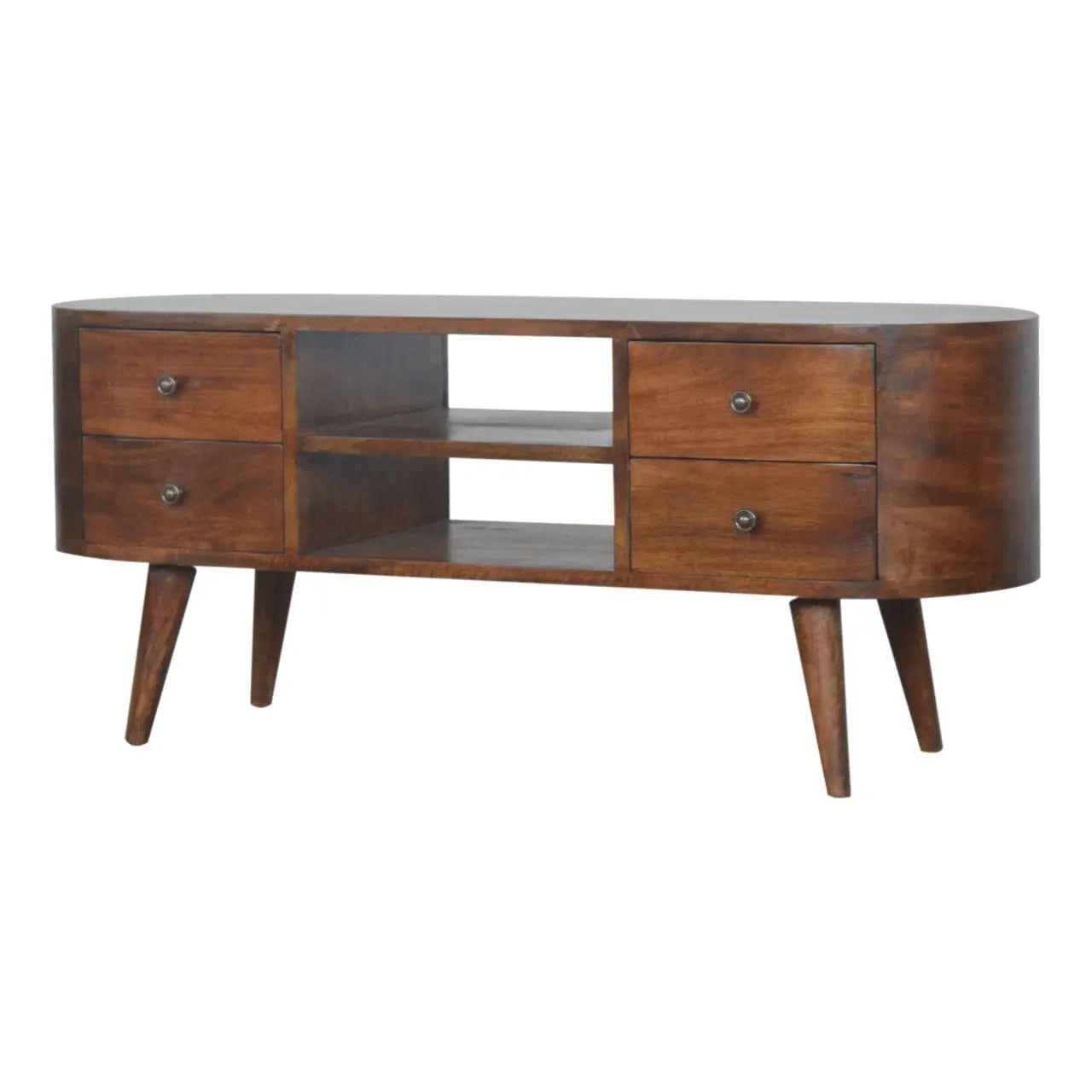 Chestnut Rounded Entertainment Unit - Living with Luxury