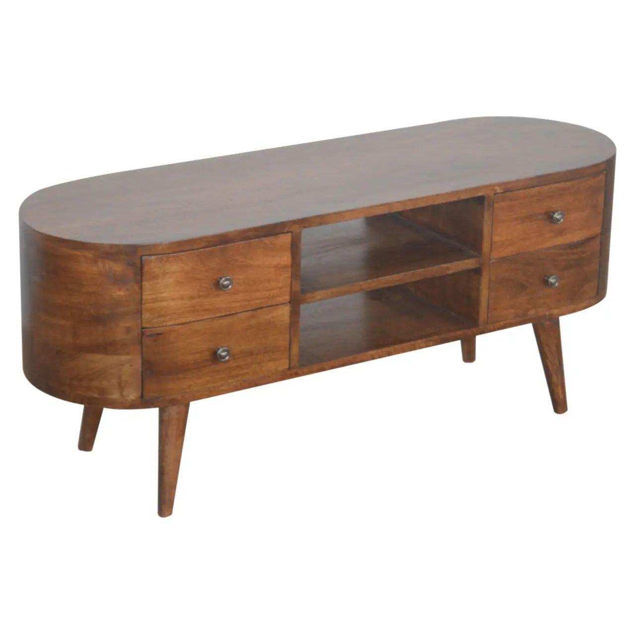Chestnut Rounded Entertainment Unit - Living with Luxury