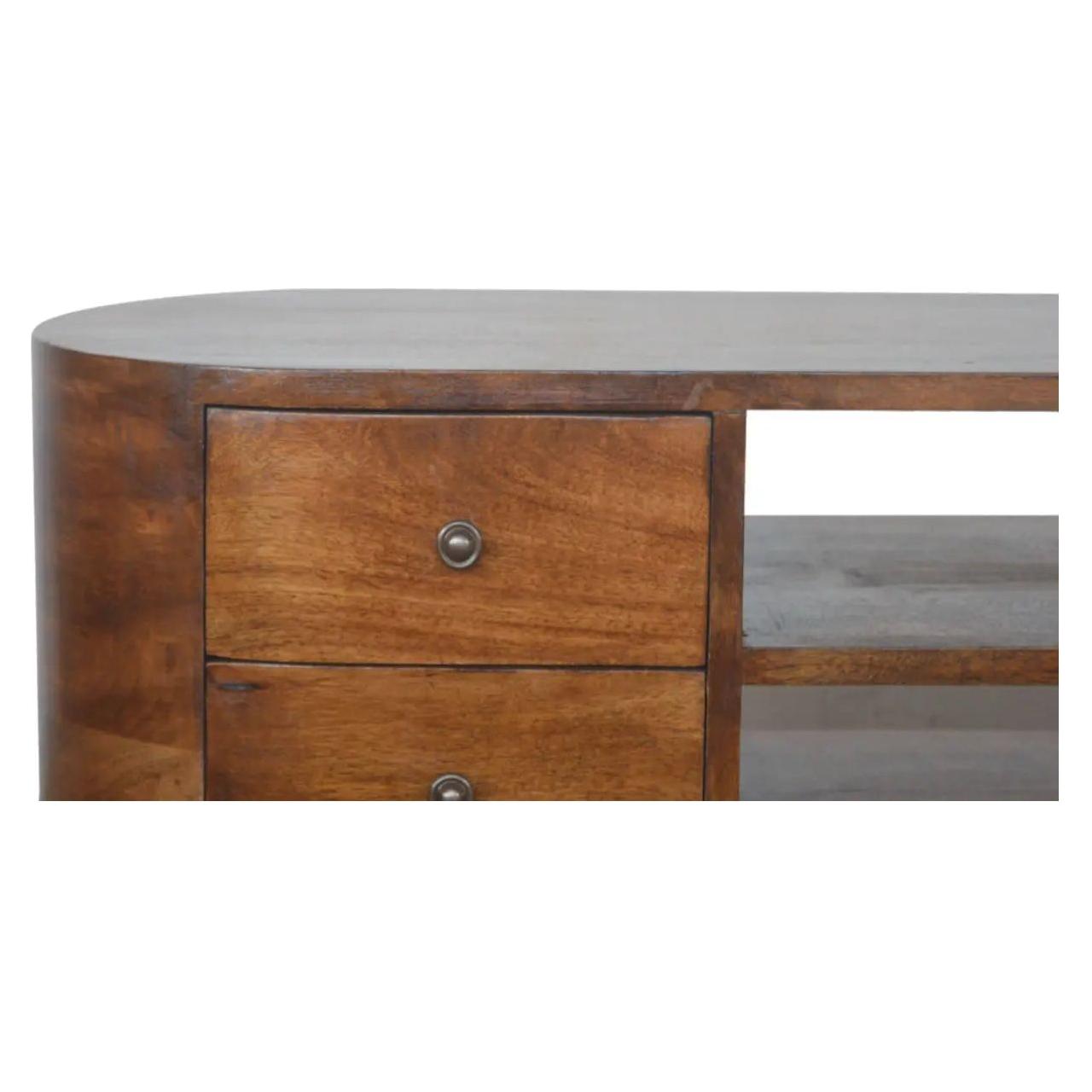 Chestnut Rounded Entertainment Unit - Living with Luxury