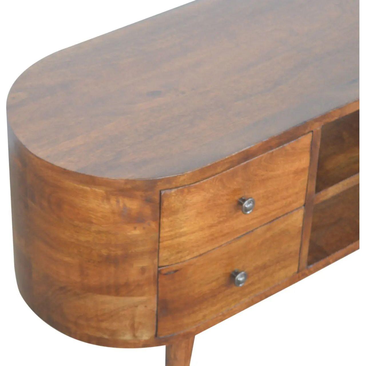 Chestnut Rounded Entertainment Unit - Living with Luxury