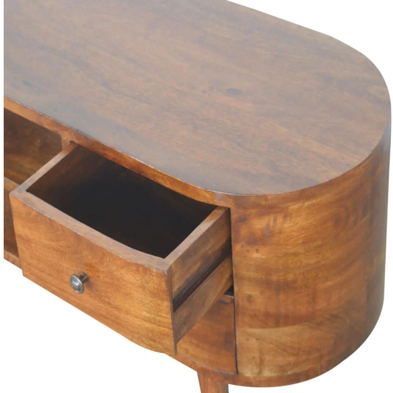 Chestnut Rounded Entertainment Unit - Living with Luxury