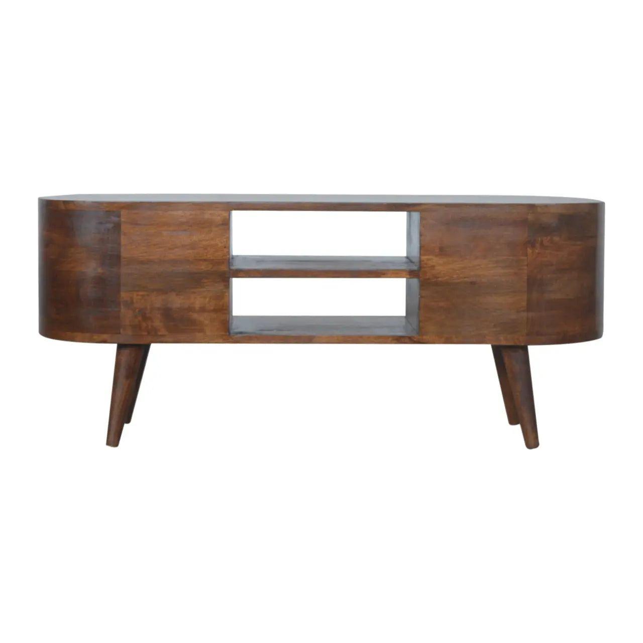 Chestnut Rounded Entertainment Unit - Living with Luxury
