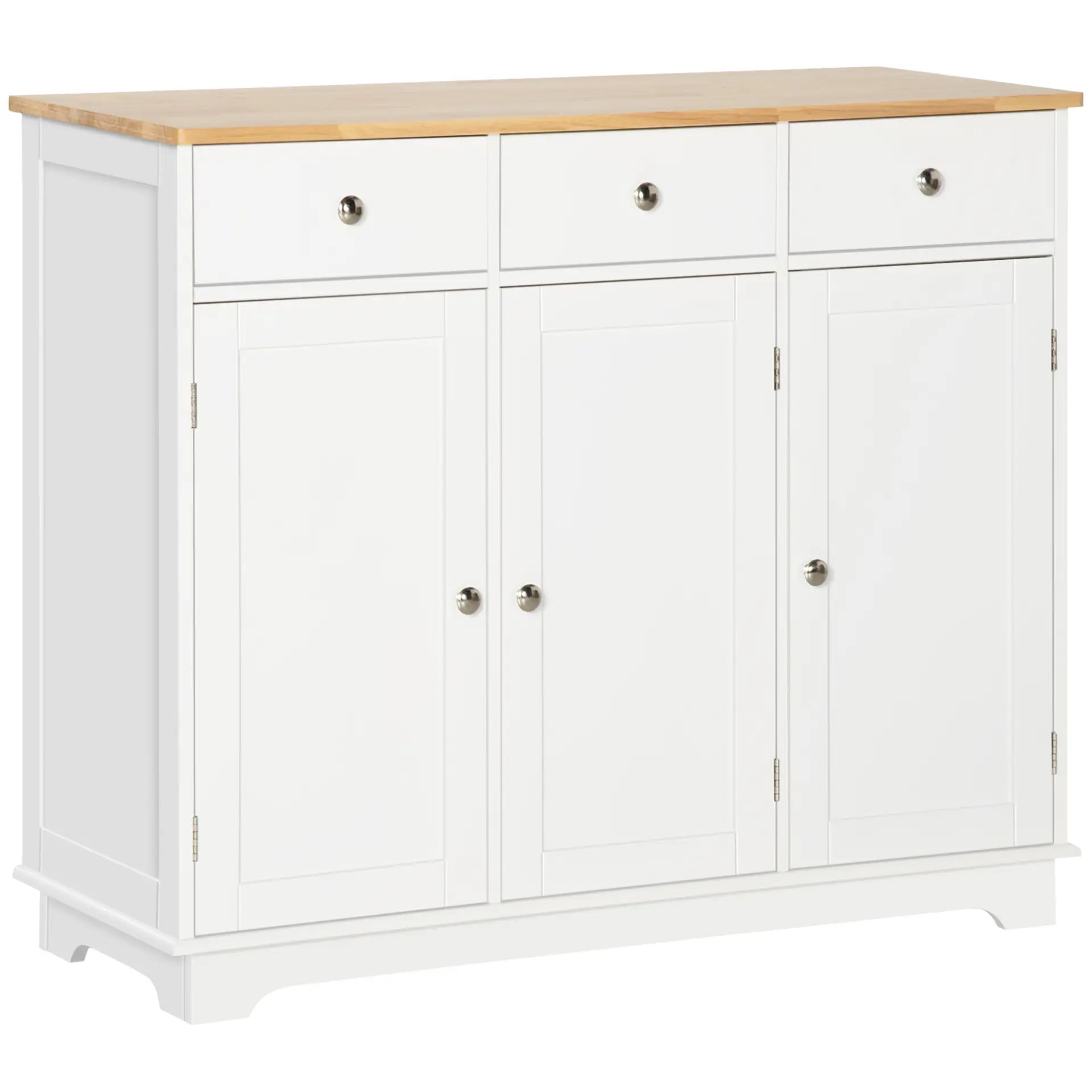 Modern Sideboard with Rubberwood Top, Buffet Cabinet with Storage - Living with Luxury