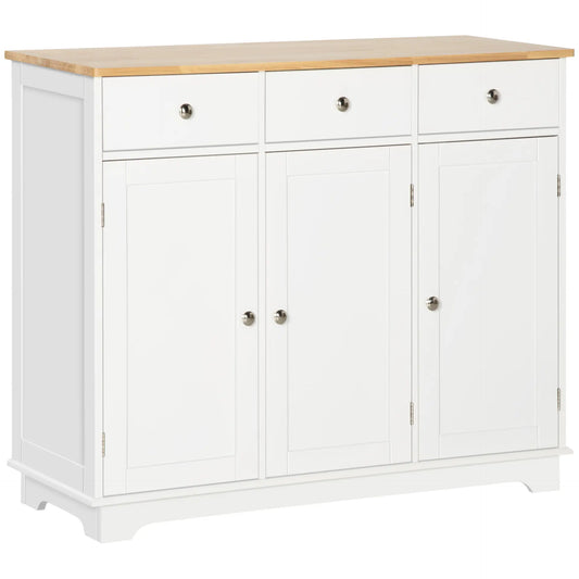 Modern Sideboard with Rubberwood Top, Buffet Cabinet with Storage - Living with Luxury
