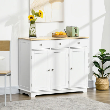 Modern Sideboard with Rubberwood Top, Buffet Cabinet with Storage - Living with Luxury