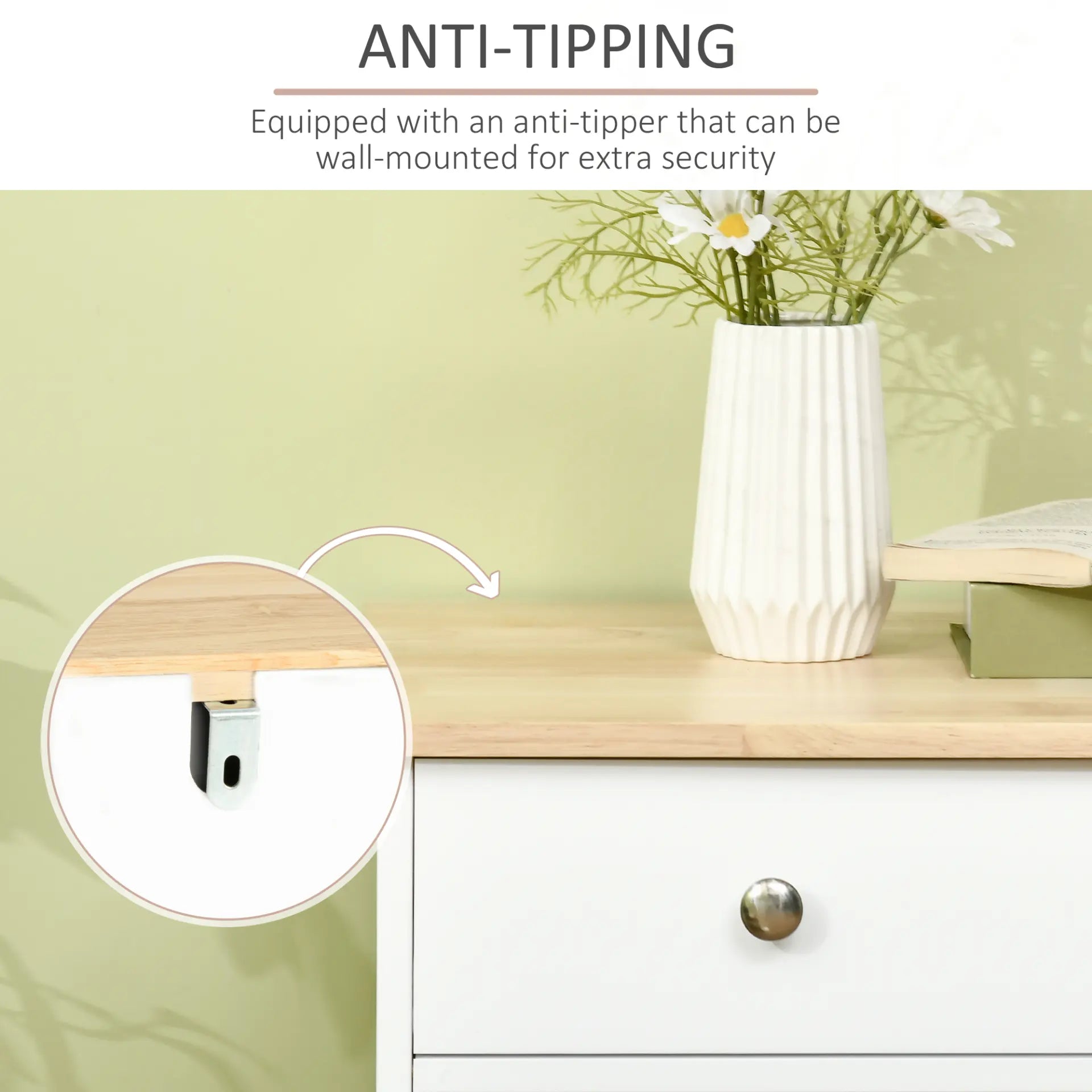 Modern Sideboard with Rubberwood Top, Buffet Cabinet with Storage - Living with Luxury