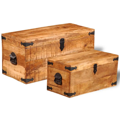 Storage Chest Set 2 Pieces Rough Mango Wood - Living with Luxury