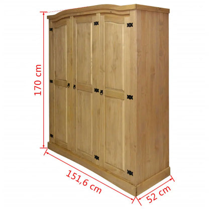 Wardrobe Mexican Pine Corona Range 3 Doors - Living with Luxury