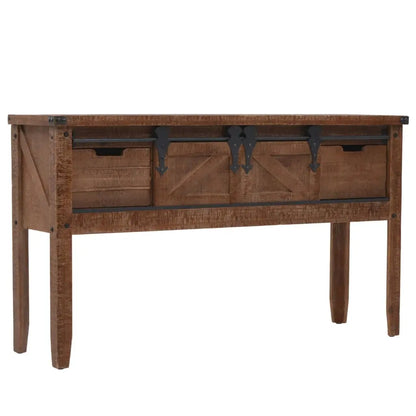 Console Table Solid Fir Wood Brown - Living with Luxury