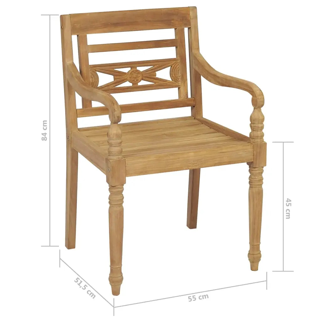 Batavia Chairs 4 pcs Solid Teak Wood - Living with Luxury