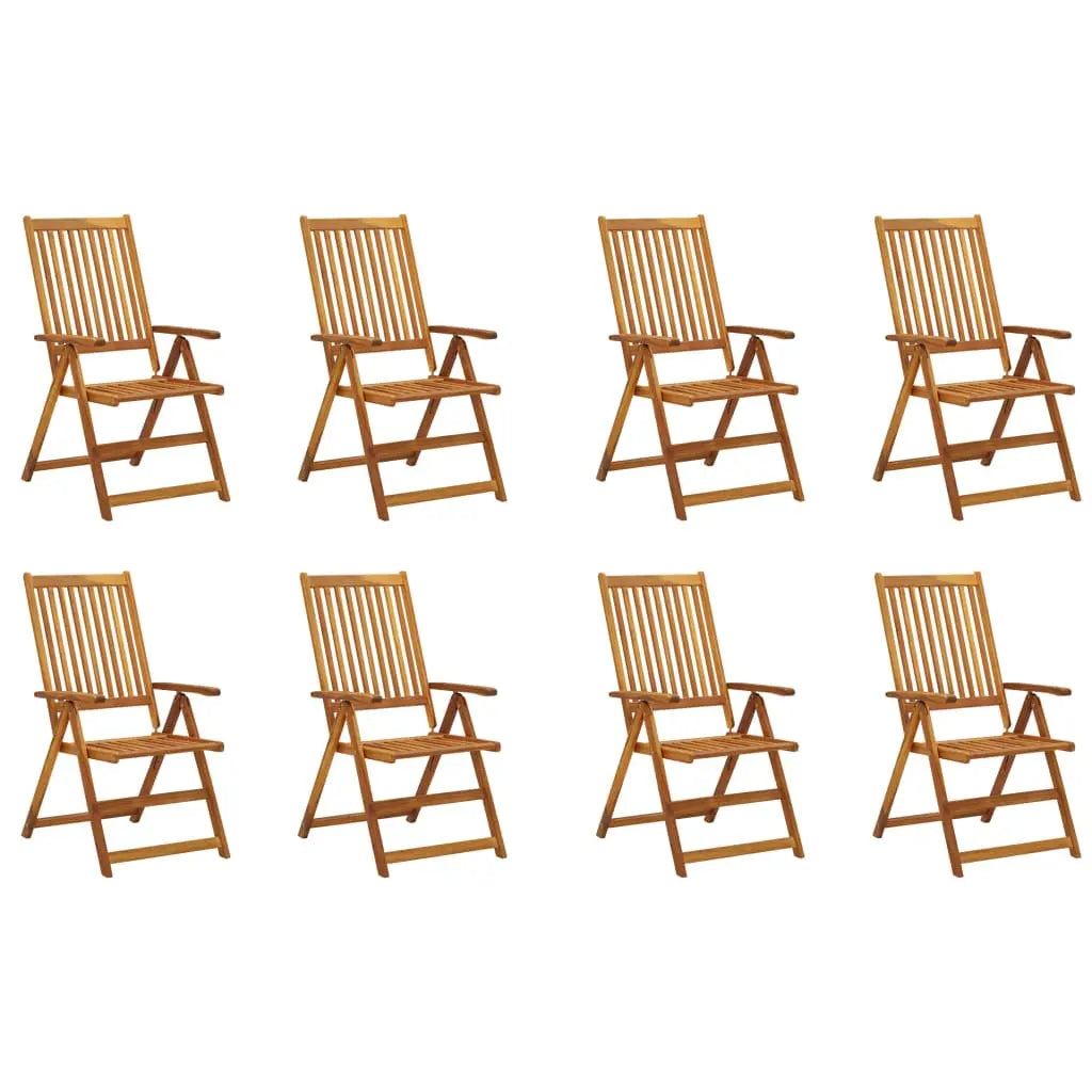 Folding Garden Chairs 8 pcs Solid Acacia Wood - Living with Luxury