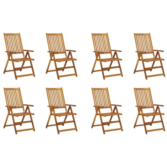 Folding Garden Chairs 8 pcs Solid Acacia Wood - Living with Luxury