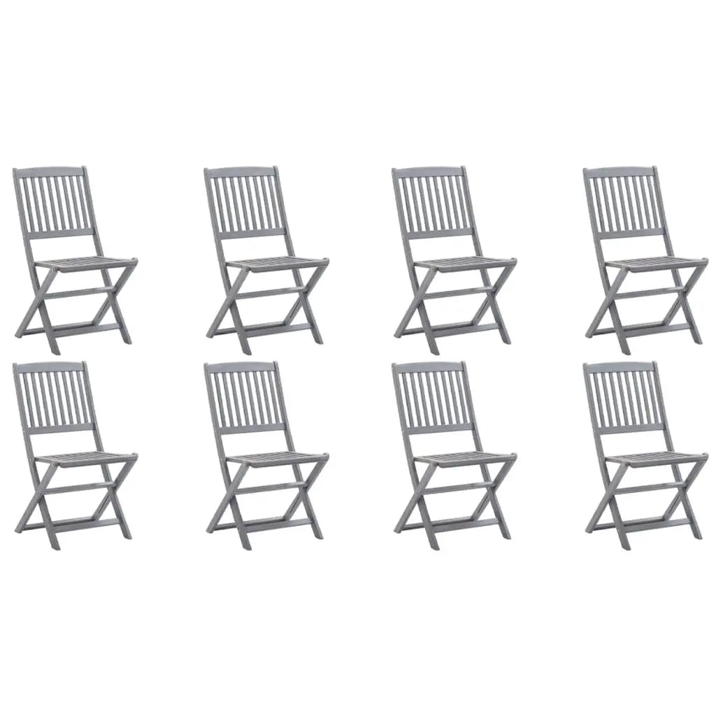 Folding Outdoor Chairs 8 pcs Solid Acacia Wood - Living with Luxury