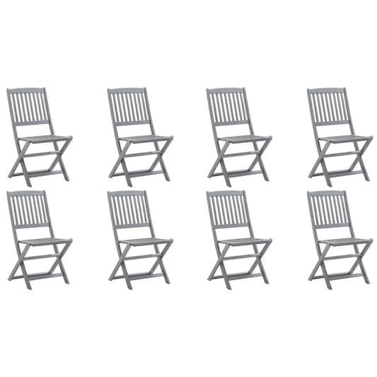 Folding Outdoor Chairs 8 pcs Solid Acacia Wood - Living with Luxury