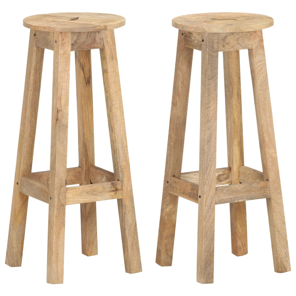 Bar Stools 2 pcs Solid Mango Wood Living with Luxury