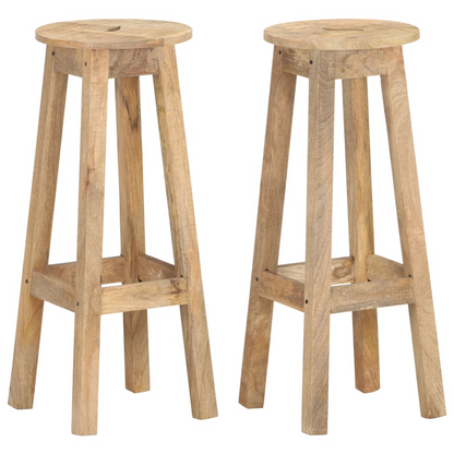 Bar Stools 2 pcs Solid Mango Wood Living with Luxury