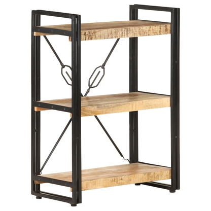 3-Tier Bookcase Solid Mango Wood Living with Luxury