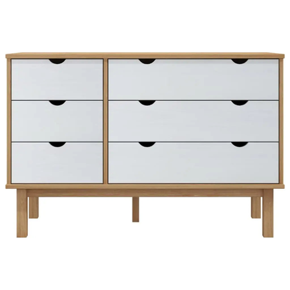 Drawer Cabinet OTTA Brown&White Solid Wood Pine - Living with Luxury
