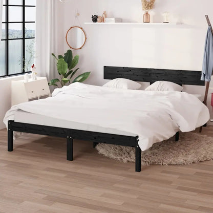 Bed Frame without Mattress Black Solid Wood Small Double - Living with Luxury
